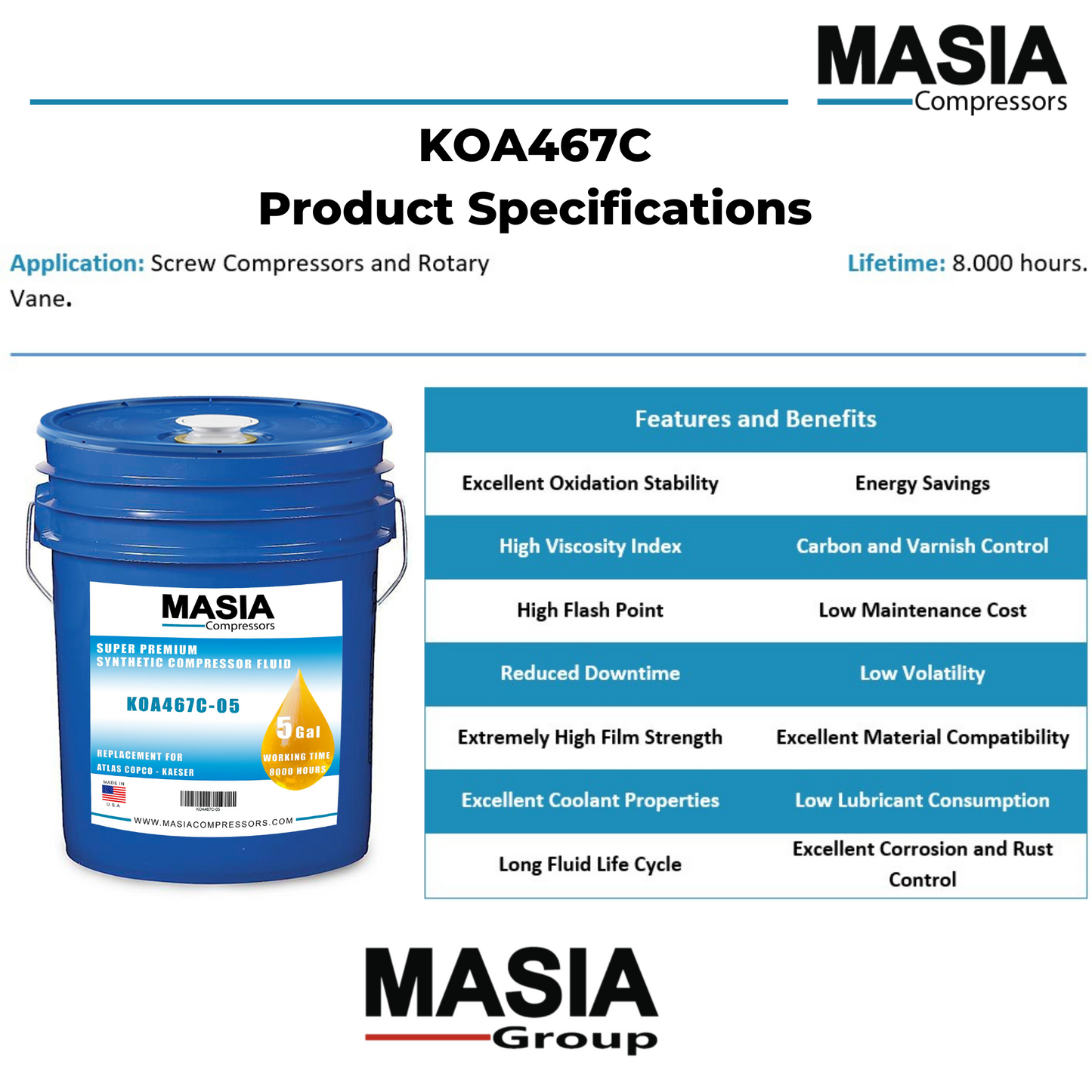 Quinsyn Flex Lubricant for Compressor Compatible with Quincy - 6 gal
